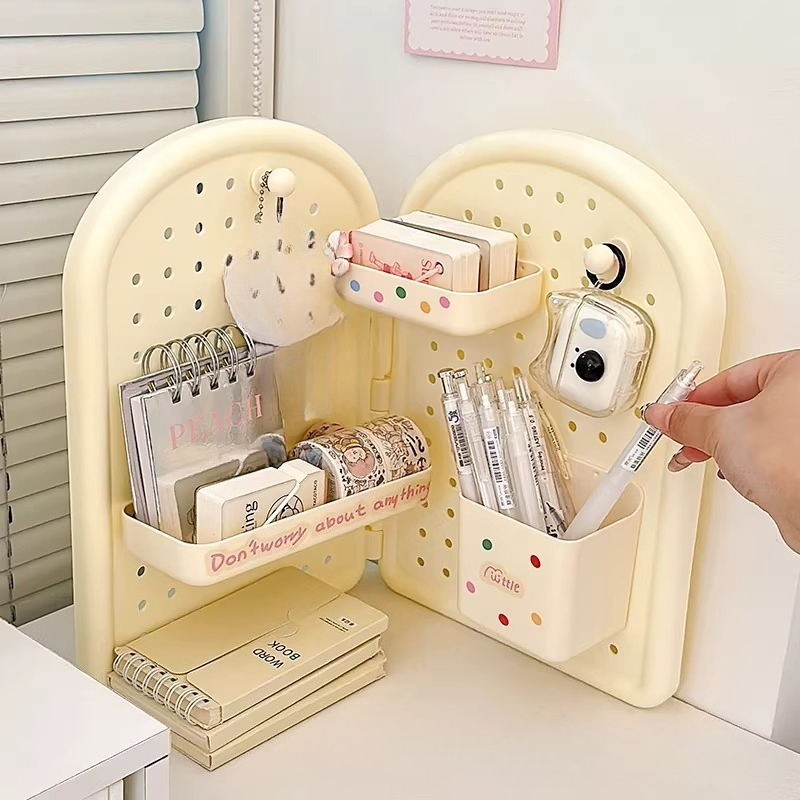 Ideal Stationery & Office Supply - 귀여운 접이식 코너 페그보드 책상 정리함,