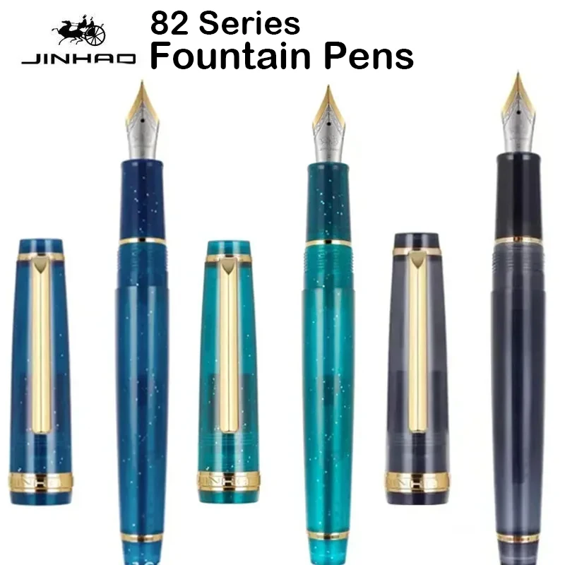 Jinhao 82 만년필 럭셔리 투명 펜 스핀 골든 E - Stationery Supply Business 리뷰 및 가격