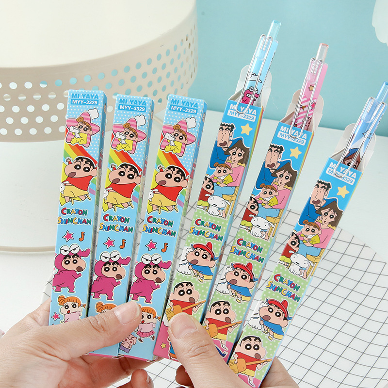 6Pcs 만화 크레용 신짱 젤 펜 절묘한 블라인드 박스 - Office Stationery And Supply 리뷰 및 가격