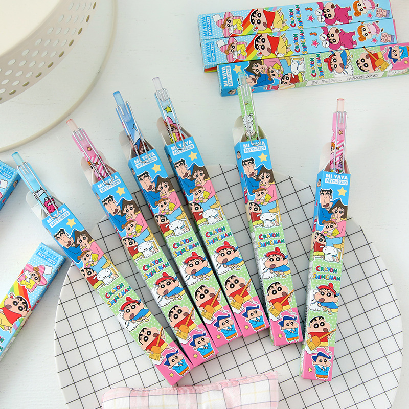 6Pcs 만화 크레용 신짱 젤 펜 절묘한 블라인드 박스 - Office Stationery And Supply 리뷰 및 가격