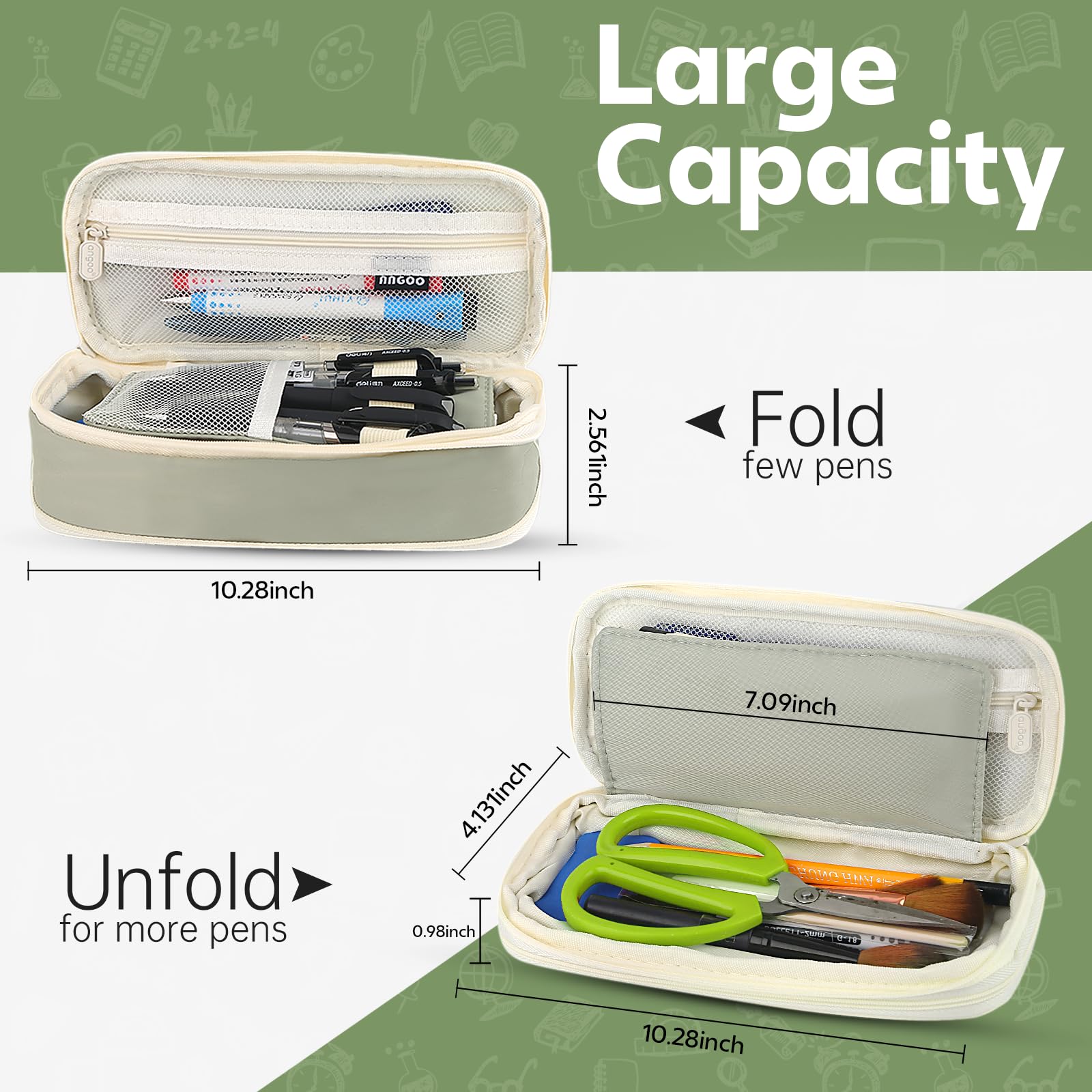 대용량 그린 필통, 휴대용 디자인의 다기능 문구함, 문 - Ideal Stationery & Office Supply 리뷰 및 가격